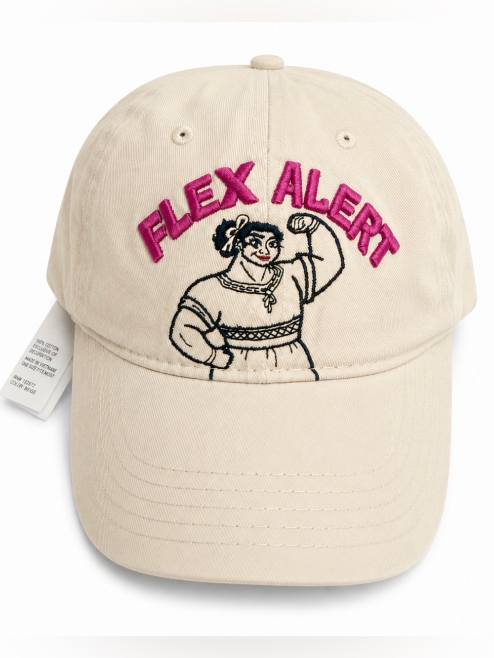 Disney Beige Baseball Cap with Pink and Black Embroidery